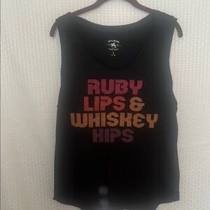 #439 Idyllwind Black Muscle Tee with Ruby Lips Graphic